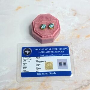 5 cts blue diamond earrings 14k gold over sterling silver with certifica…